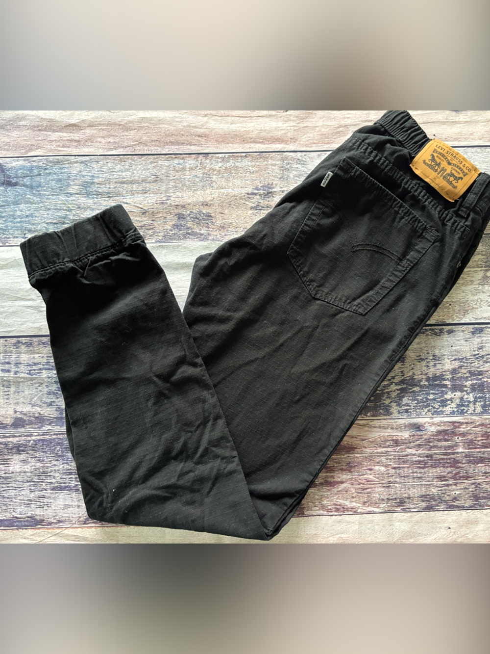 Youth XL Black Elastic Waist Jeans - Casual Stretch Fit